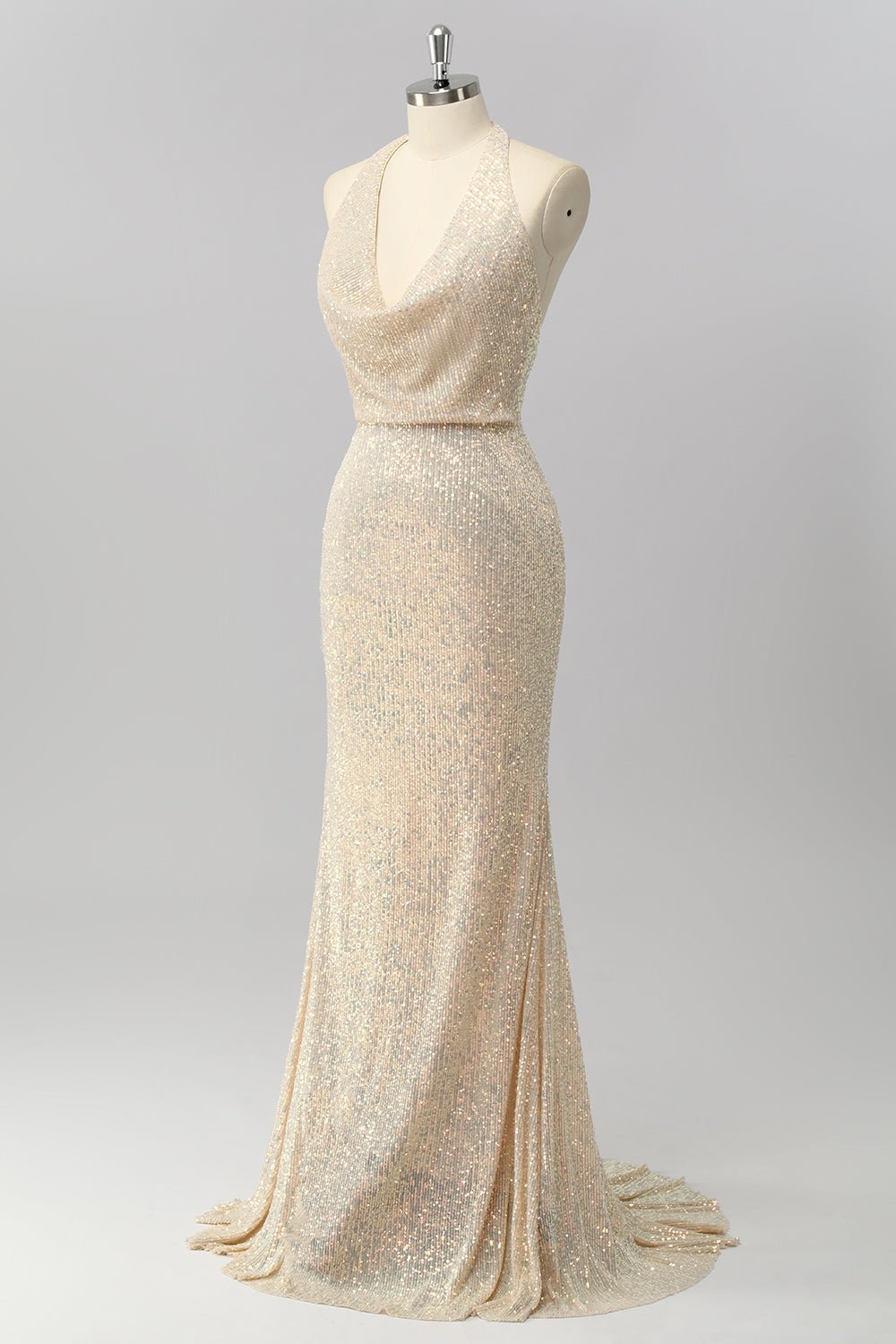Navy Blue Sequin Prom Dress - Image 3