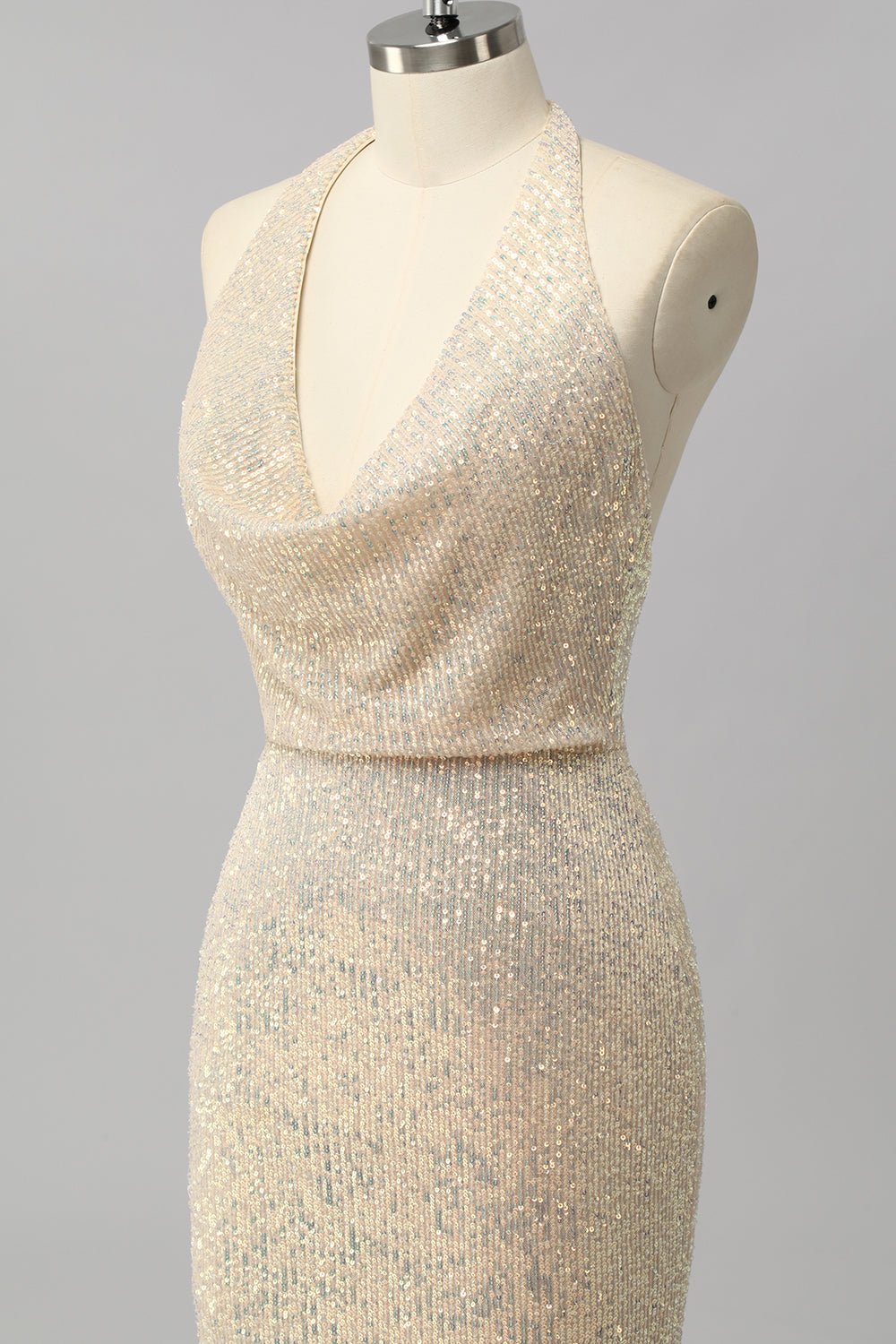 Navy Blue Sequin Prom Dress - Image 5
