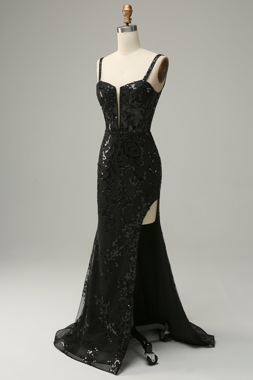 Emerald Green Sequin Prom Dress - Image 3